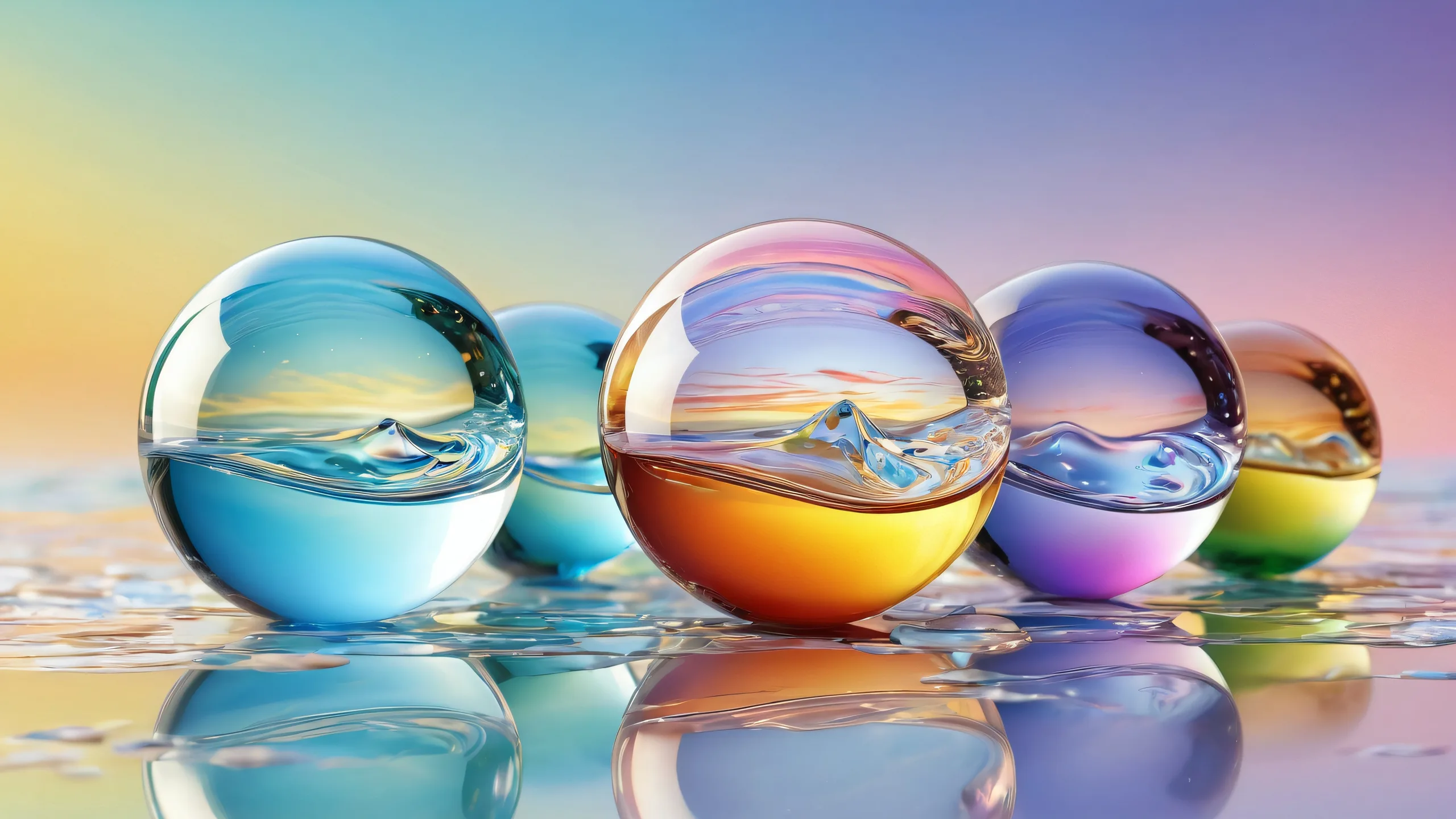 A breathtaking desktop wallpaper featuring a stunning glass marble void with mesmerizing water and award-winning digital art, perfect for your Desktop/PC.