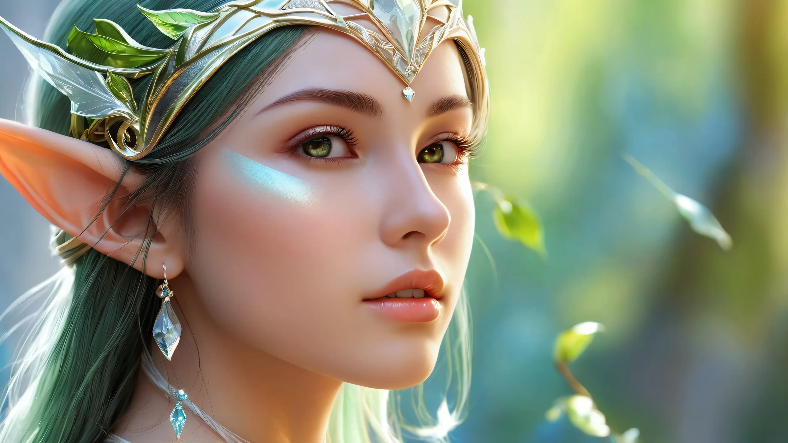 A breathtaking desktop wallpaper featuring an Elf Girl amidst a vast, pure void with extreme depth of field and radiant lighting for optimal viewing on Desktop/PC.