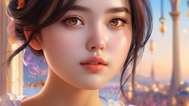 A beautifully rendered desktop background featuring a girl in a perfectly clean vast pure void with extreme depth of field and radiant colors, suitable for desktop/pc use.