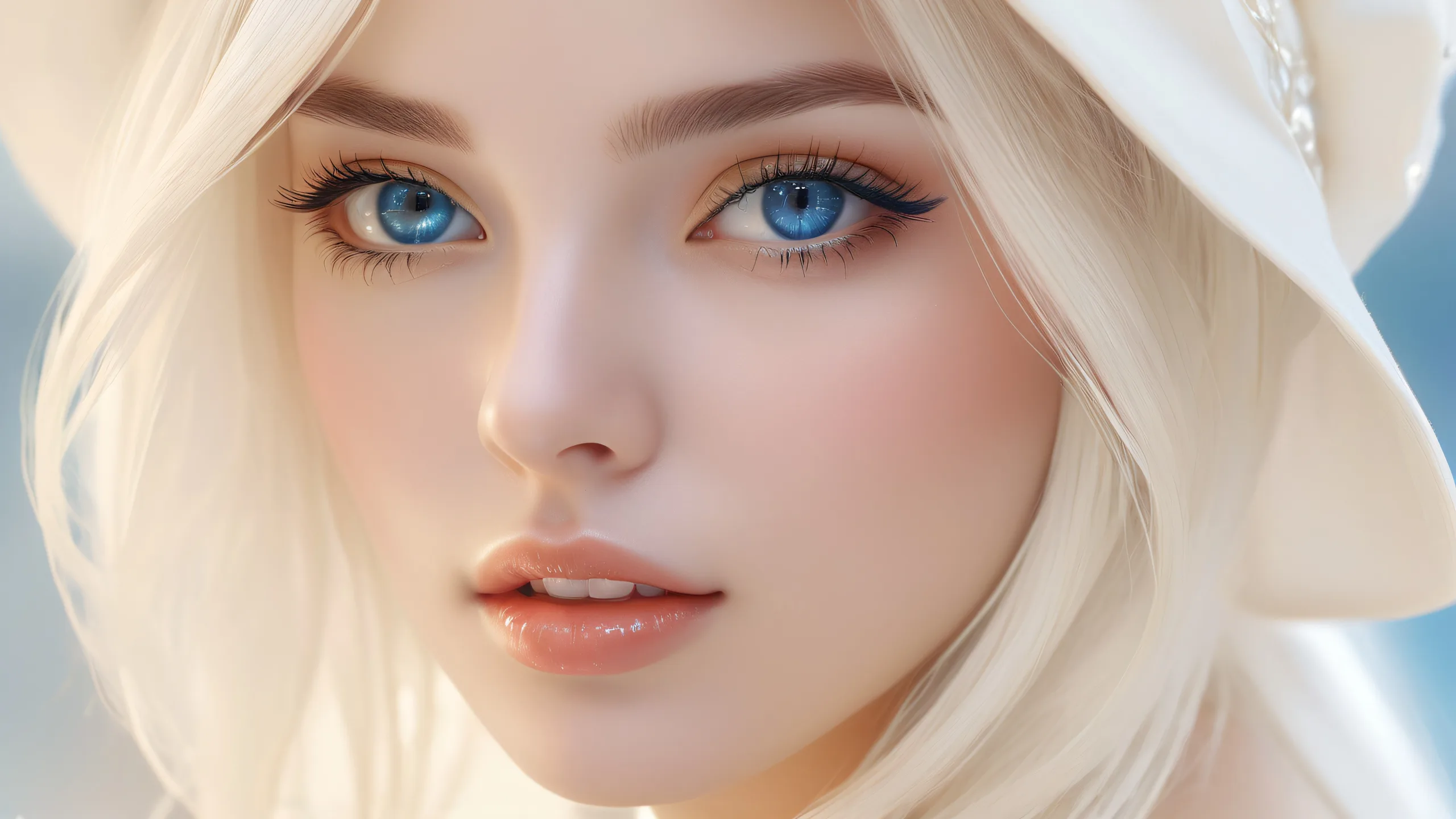 Ethereal Oasis in Perfection Aesthetic PC Wallpaper Beautiful face surrounded by a vast, pure void on a desktop/pc for optimal viewing experience.