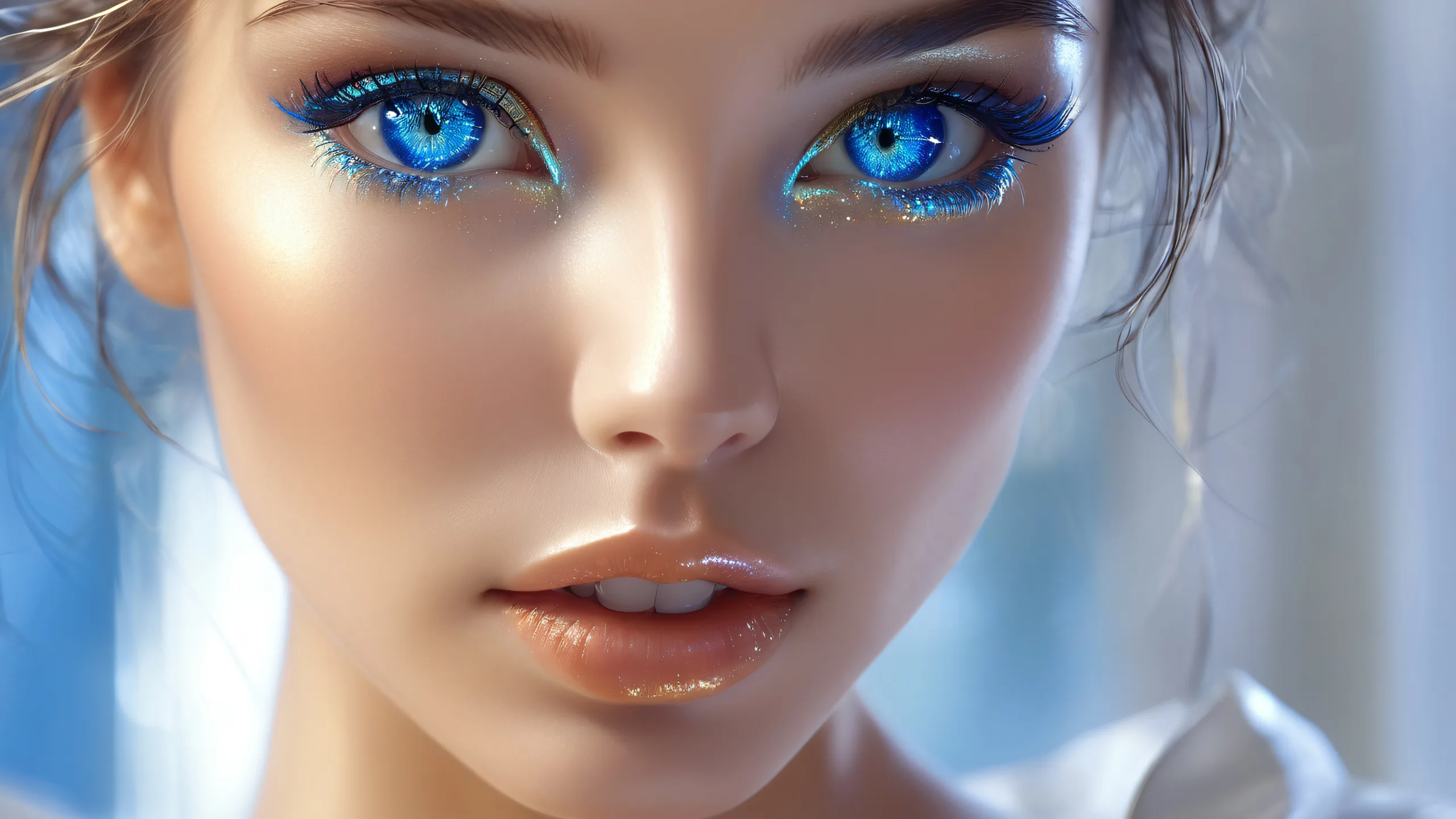 4K Ethereal Oasis Radiance Desktop Background A serene and peaceful desktop scene featuring a woman amidst a vast, pure void, perfect for your PC or Desktop/PC.