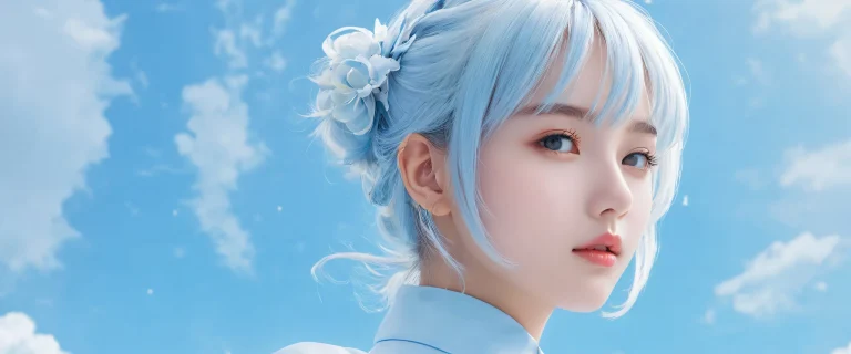 A serene and mystical desktop scene featuring a girl amidst a vast, pure void on a Desktop/PC.