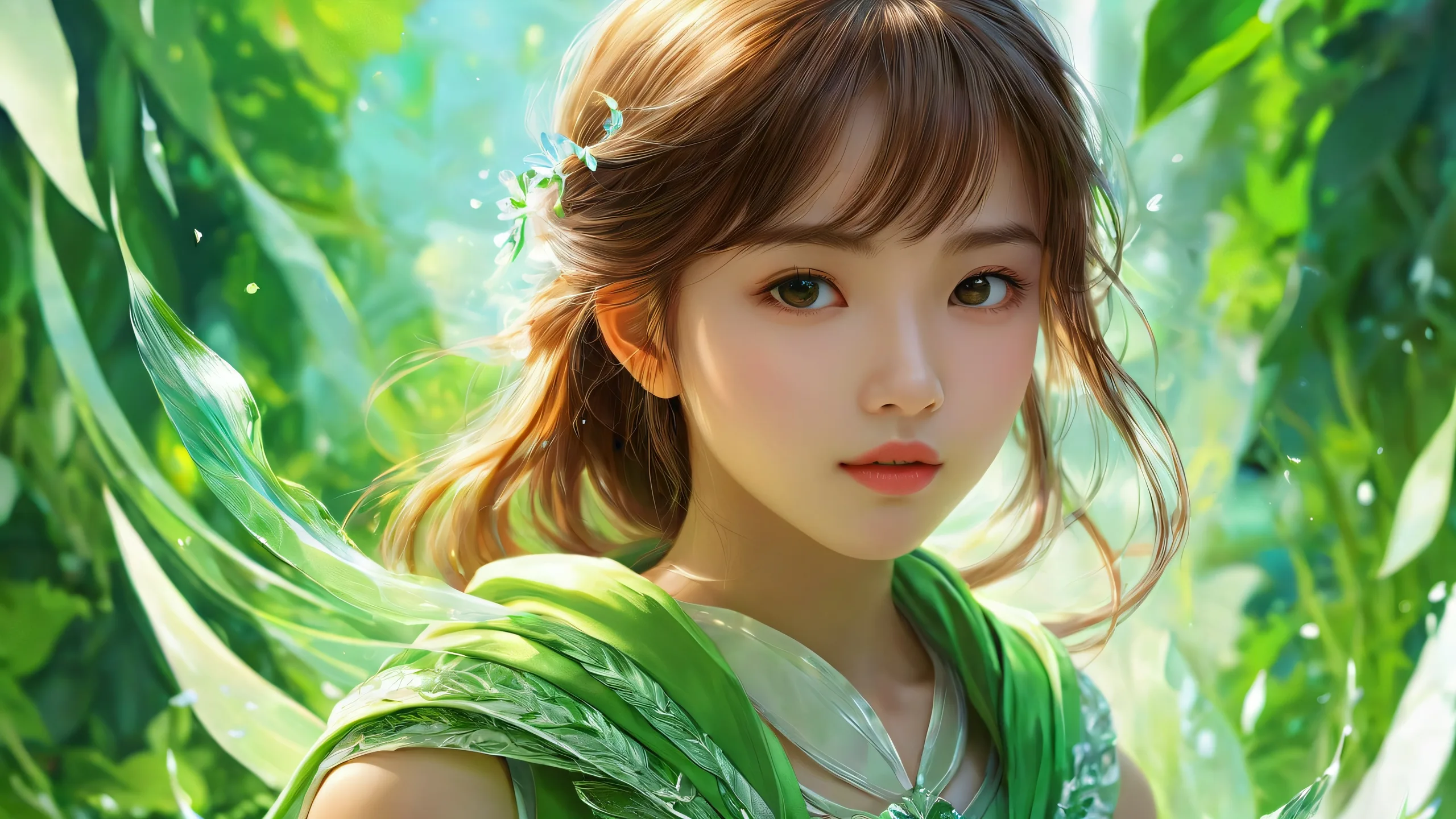 A girl stands in a vast, pure void with ethereal lighting on a desktop or PC