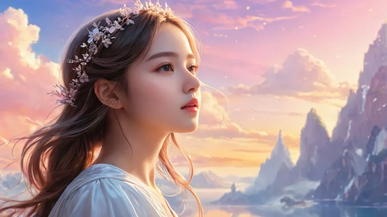 A serene and peaceful 1girl desktop wallpaper featuring a pure void with ethereal lighting, perfect for your Desktop/PC.