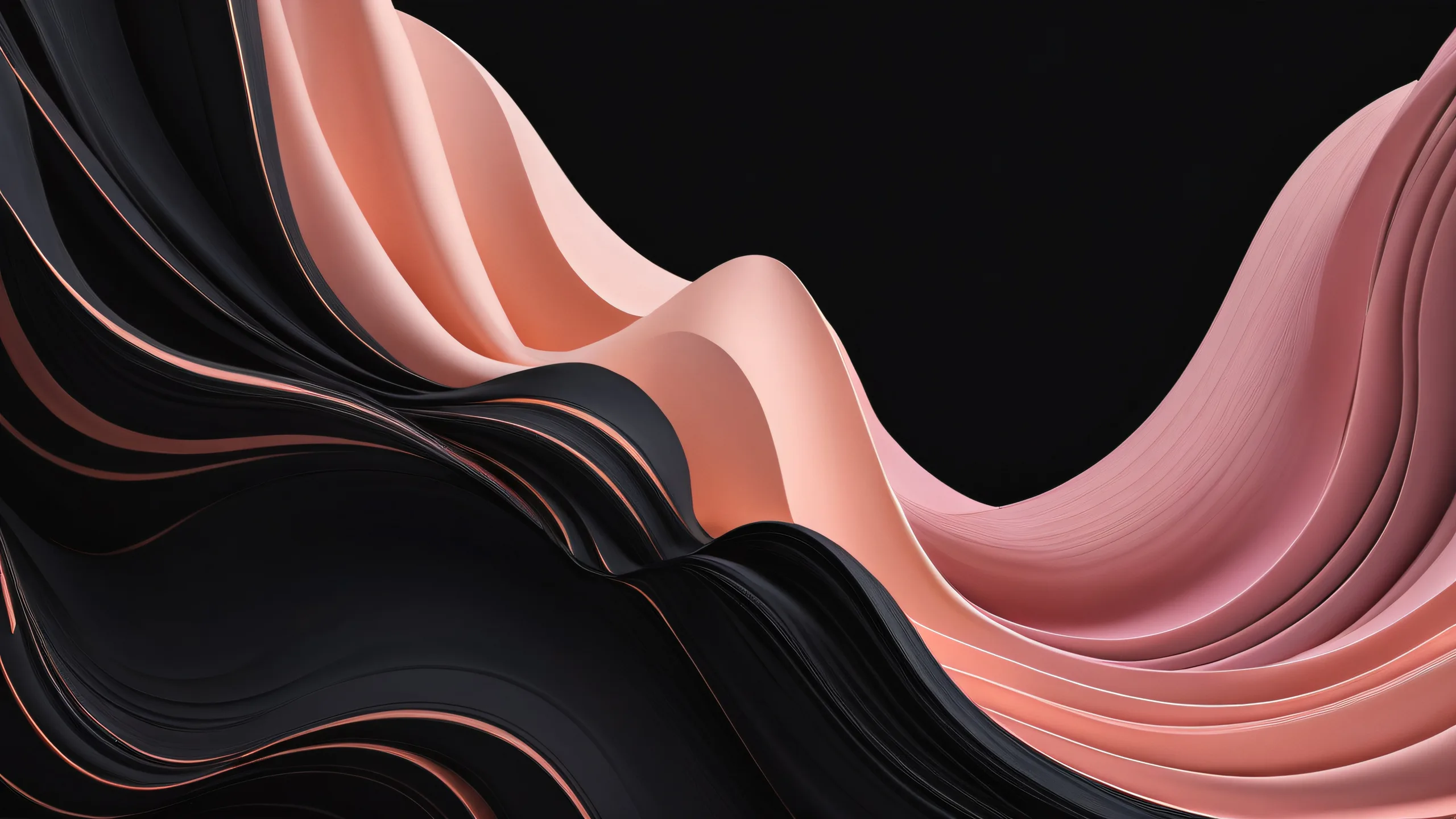 A stunning whimsical desktop wallpaper featuring a vast pure void with deep blacks and luminescent accents on a clean minimalist background, perfect for a PC or Desktop setup.