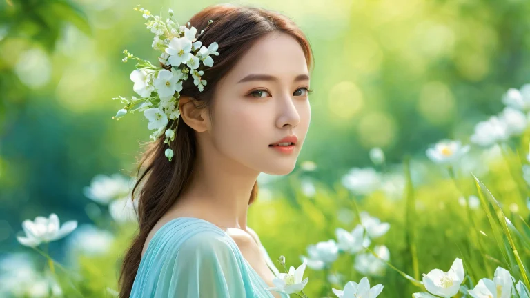 A beautiful desktop background featuring a stunning outdoor scene with women amidst a pure white void, perfect for your computer or PC.