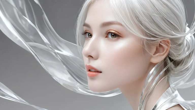 A serene and peaceful desktop background featuring a mature female in a vast, pure void with ethereal lighting and stunning visual impact.