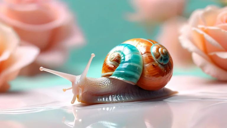 Un bel escargot entouré d'un vaste, pur vide sur un ordinateur de bureau/PC, parfait pour la détente et la concentration.