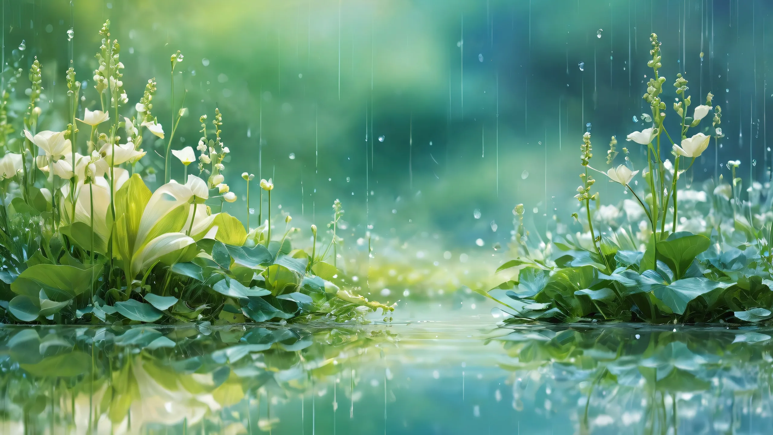 A serene and breathtaking desktop wallpaper featuring Heroine amidst a vast pure void with subtle misty rain effects, perfect for your Desktop/PC.