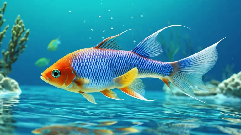 A breathtaking desktop wallpaper of fish swimming in a vast, pure void with extreme depth of field and radiant lighting for your PC or Desktop.