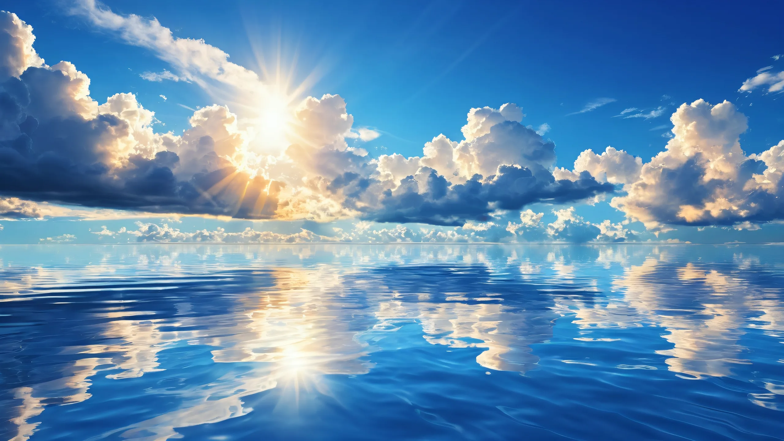 Breathtaking desktop wallpaper of a perfectly clean vast void with clouds and water, ideal for your Desktop/PC.