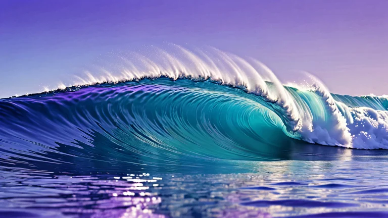 A serene and breathtaking desktop scene of waves on a clean pure void, perfect for PC or Desktop