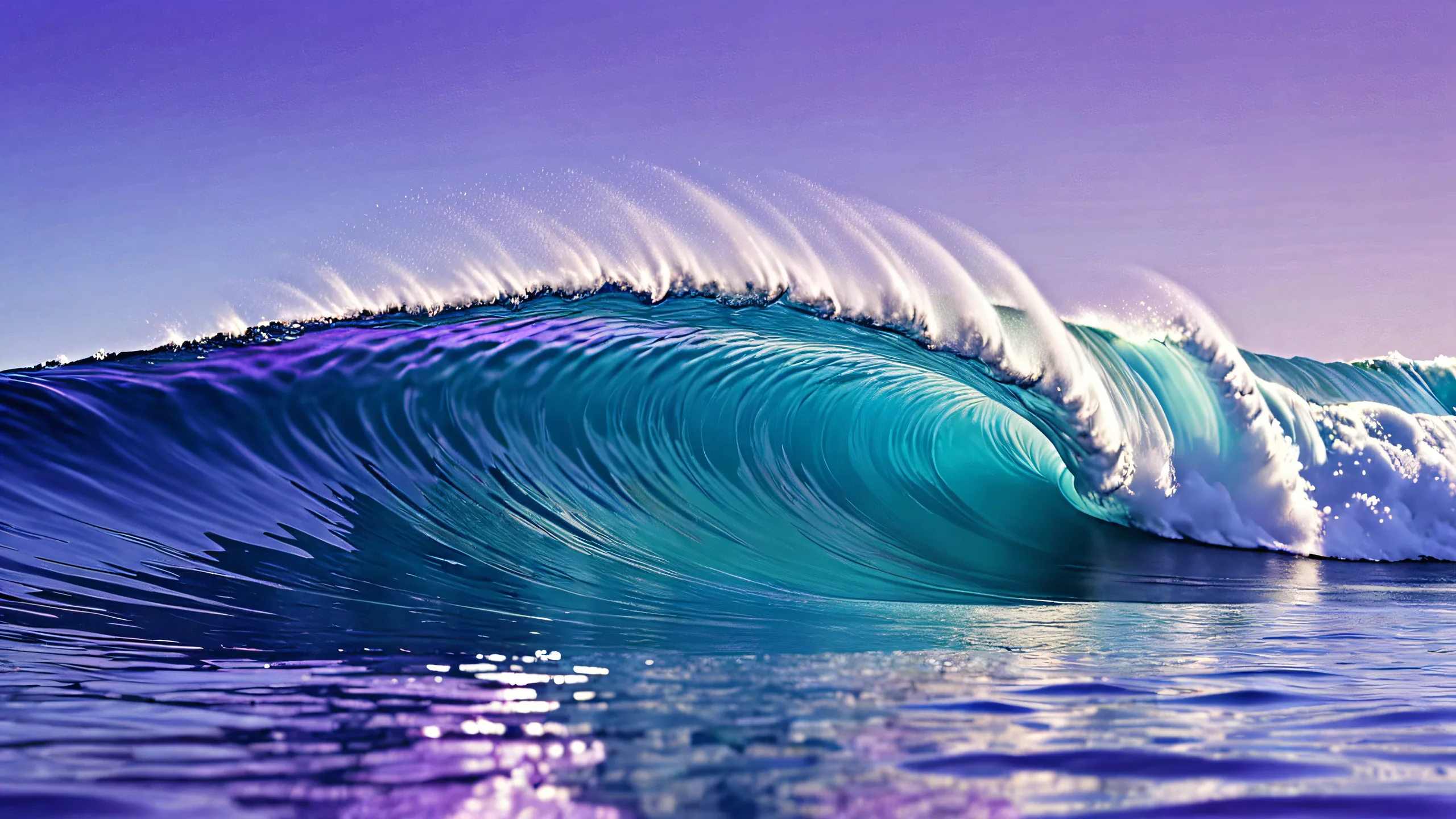 A serene and breathtaking desktop scene of waves on a clean pure void, perfect for PC or Desktop