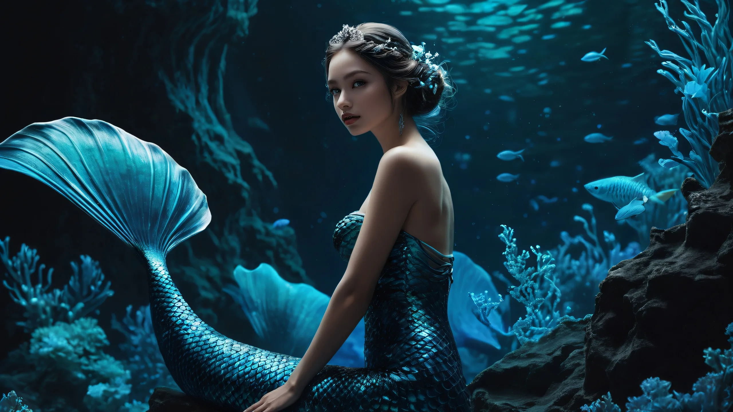Stunning mermaid scene for desktop/PC with pristine clarity and elegant lighting.
