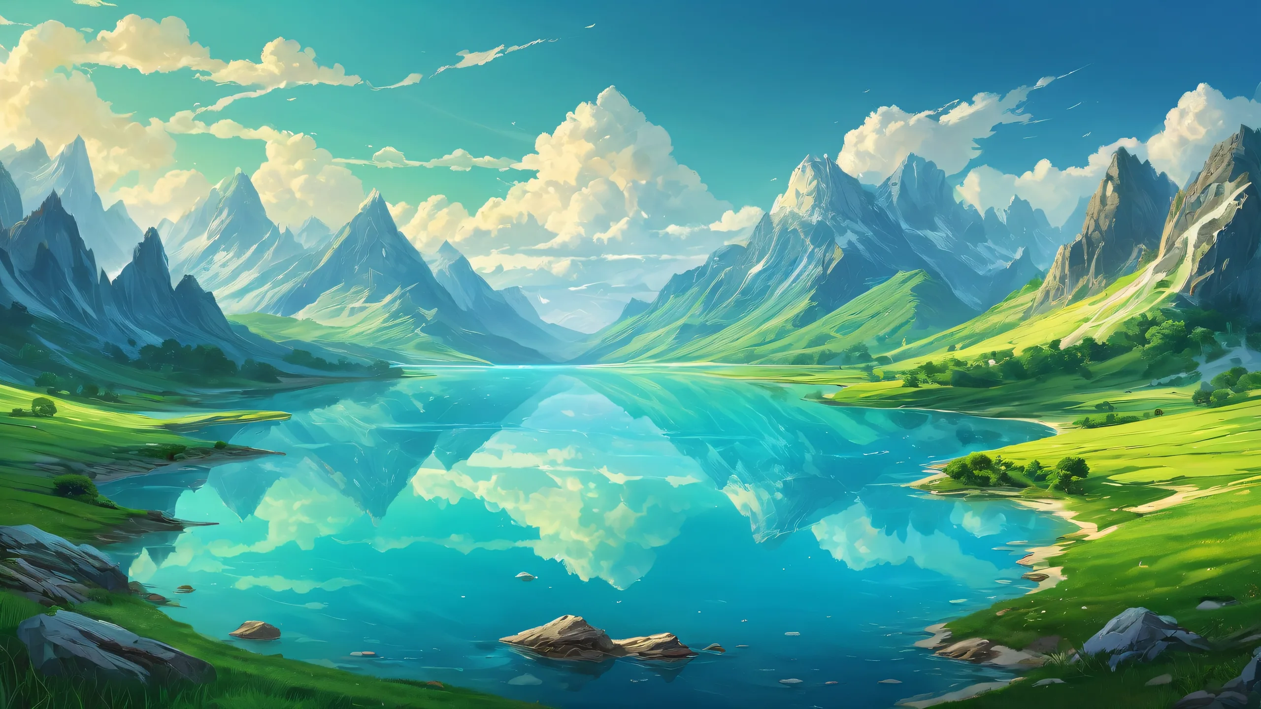 Stunning desktop wallpaper of a pristine blue-green void on a perfectly clean desktop/PC screen.
