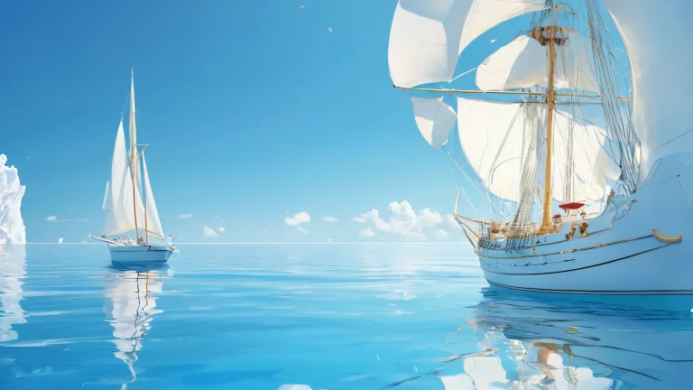 Sailor on a pristine void desktop with ETHEREAL LIGHTING and ray traced reflections, adapté pour PC ou ordinateur de bureau