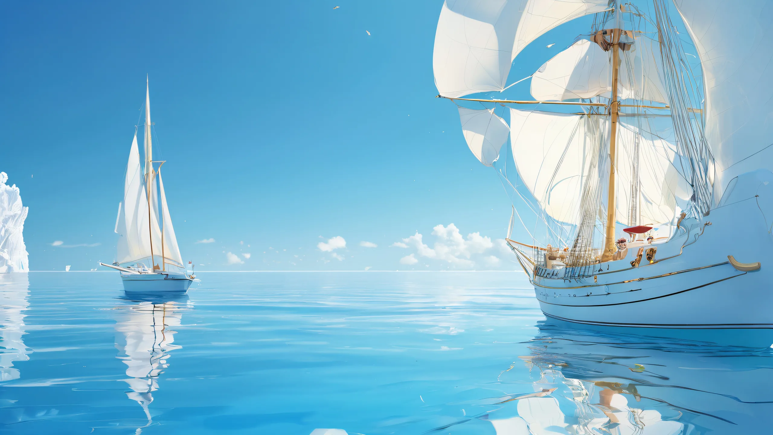 Sailor on a pristine void desktop with ETHEREAL LIGHTING and ray traced reflections, suitable for PC or Desktop