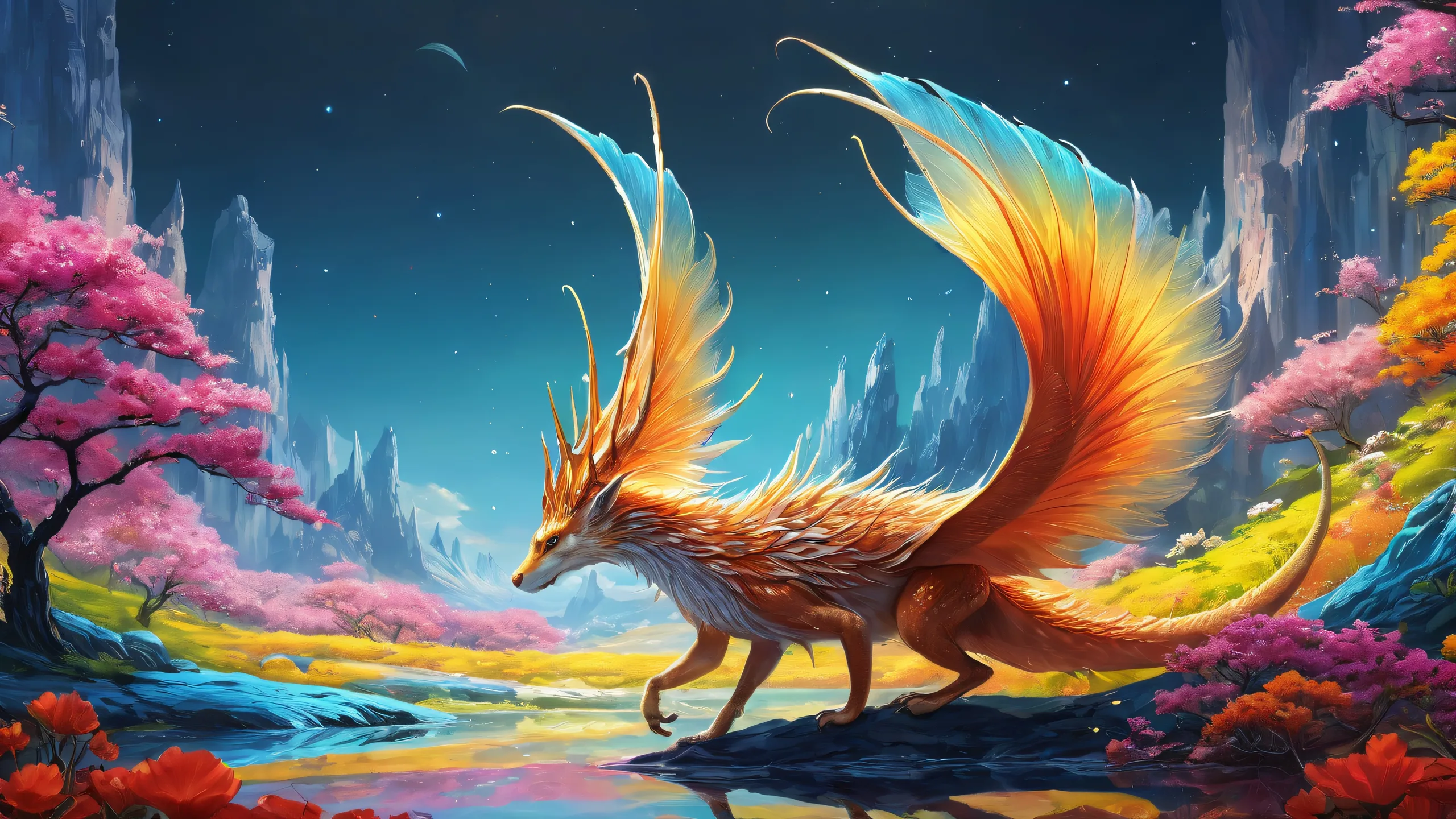 Mergic Creature in a pristine void with desktop/PC context for visual clarity