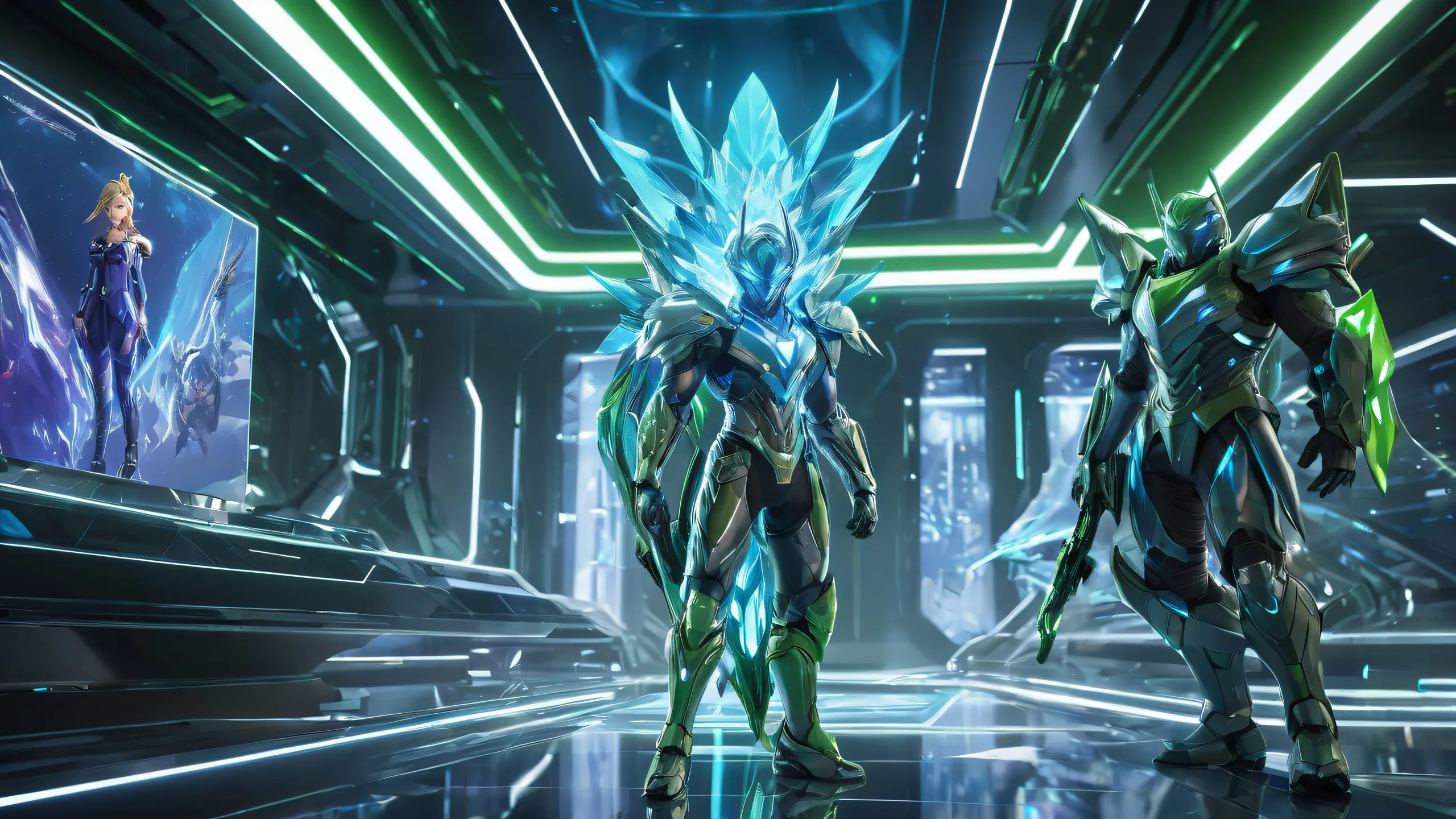 A breathtaking desktop wallpaper of video game characters in a vast pure void, perfect for your Desktop/PC.