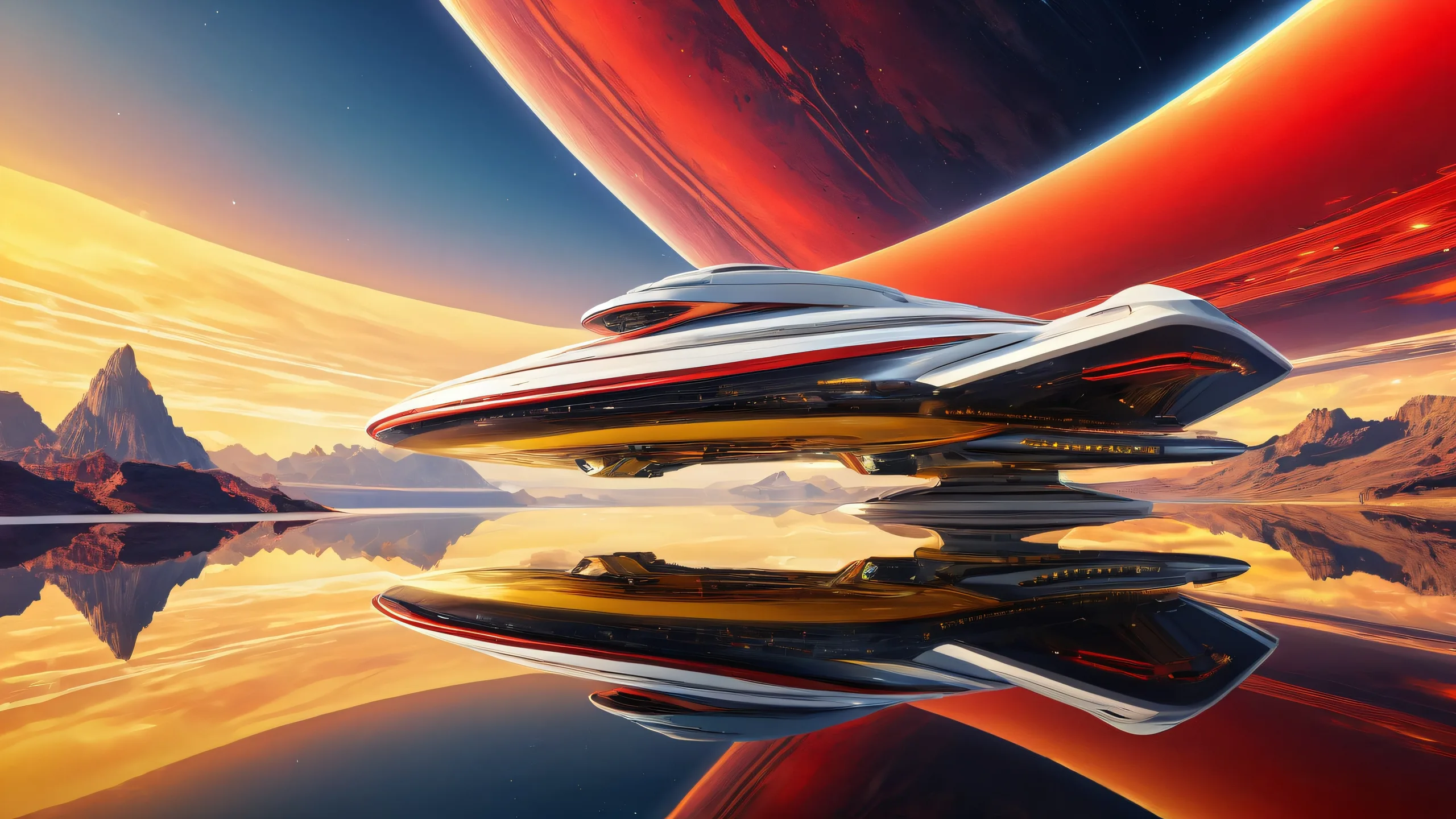 Breathtaking scifi desktop wallpaper of Starship in a vast pure void with pristine clarity and ethereal lighting suitable for Desktop/PC.