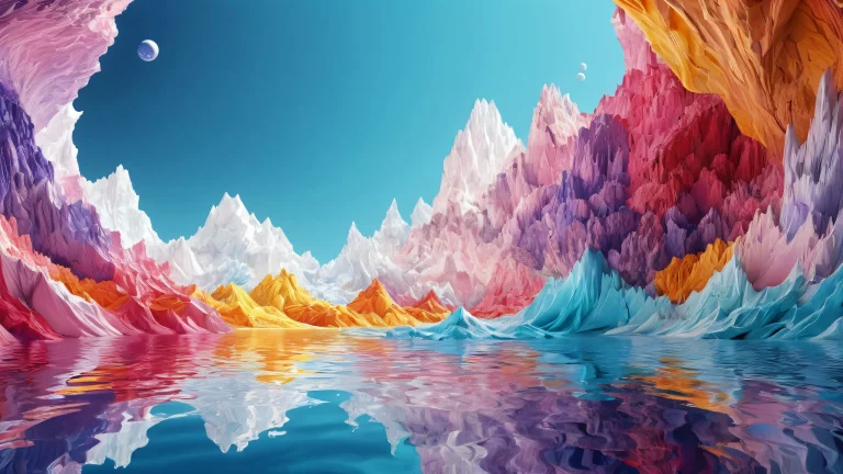 Breathtaking void desktop background for PC or Desktop with radiant colors and ray traced reflections.