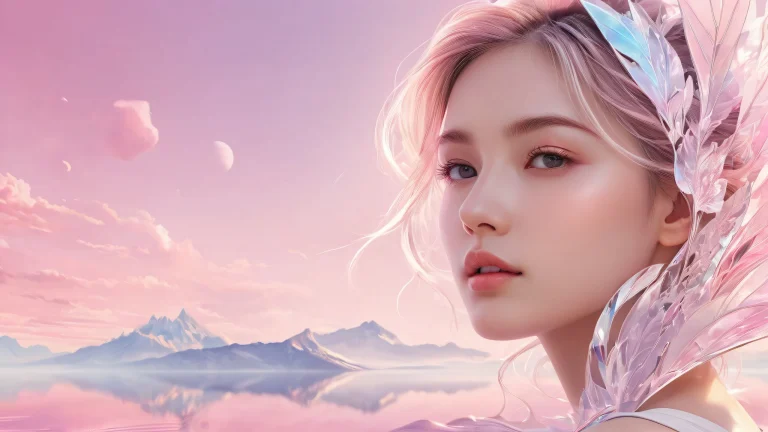 A serene and otherworldly desktop scene of a solo female figure in a vast pure void with misty atmosphere, adapté à une utilisation sur PC ou ordinateur de bureau.