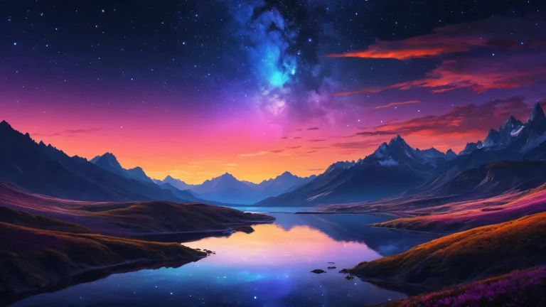 A stunning desktop wallpaper of a faithful night sky on a computer or PC, featuring extreme depth of field and radiant colors.