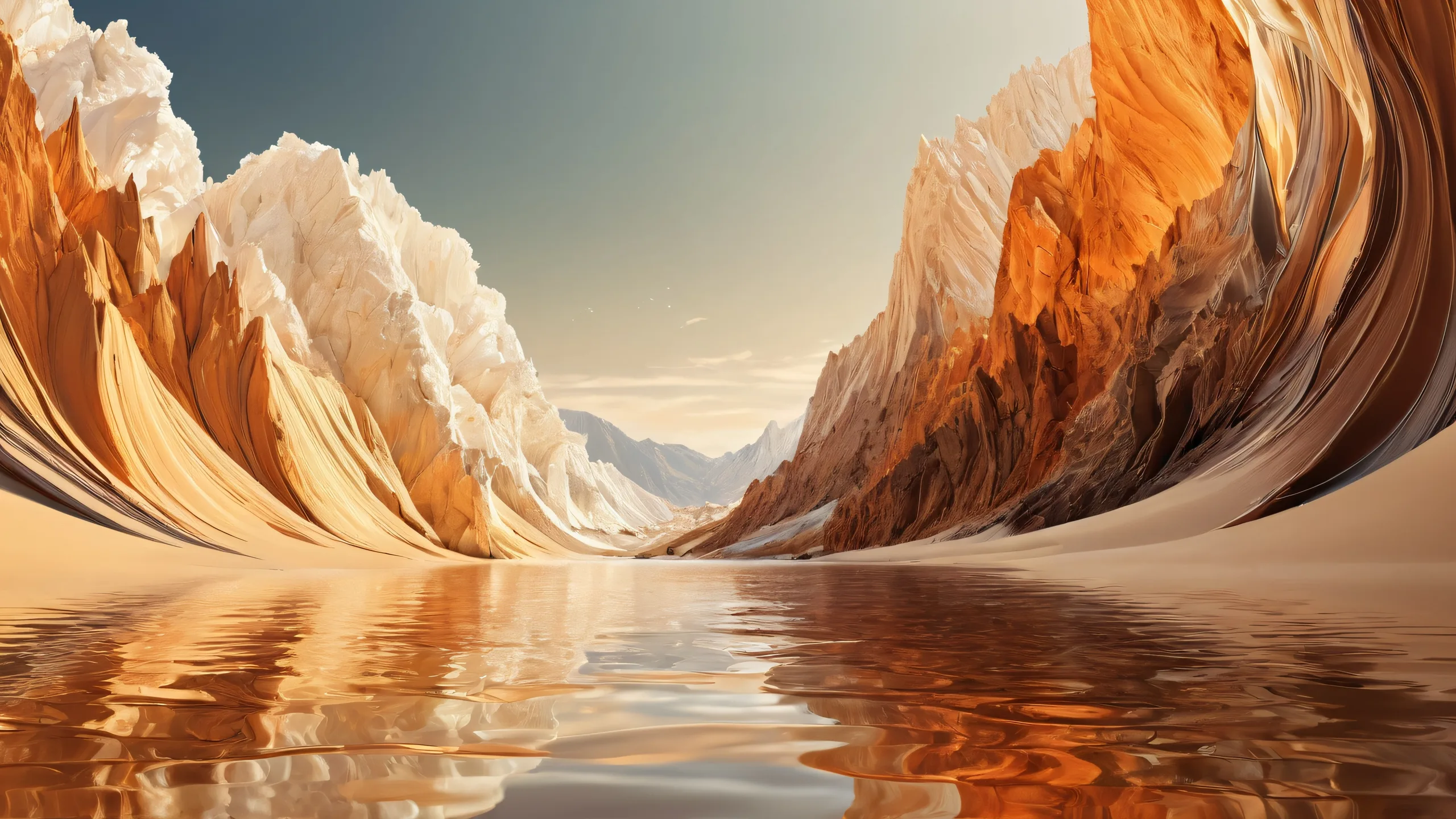 A serene desktop scene of a man standing in a vast, pure void with ethereal lighting and stunning visual impact.