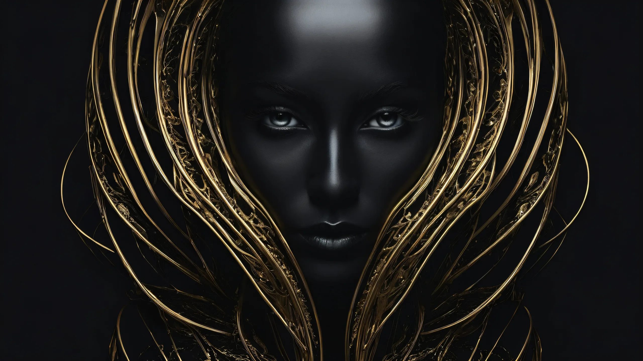 A serene desktop image of a void with deep shadows and luminescent accents, perfect for a PC or Desktop