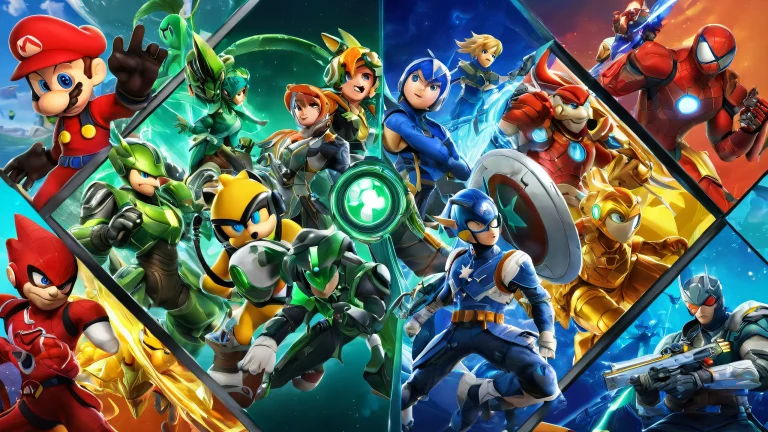 Desktop/PC wallpaper featuring video game characters in a stunning, award-winning digital art scene with radiant lighting and ray traced reflections.