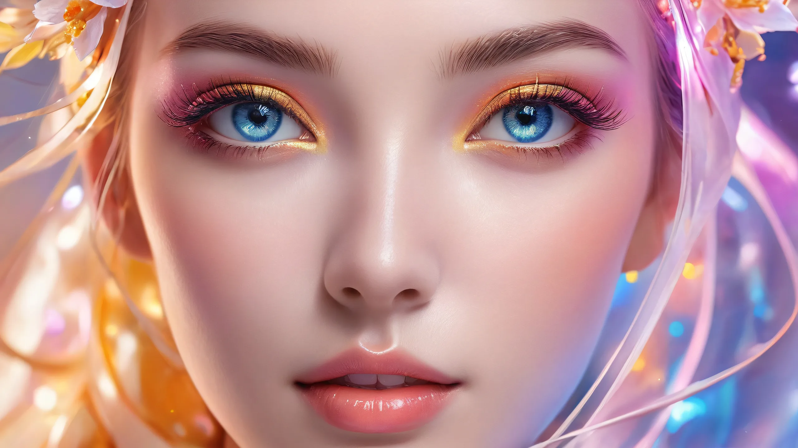 Beautiful desktop background featuring a face amidst a vast, pristine void with extreme depth of field, perfect for your Desktop/PC