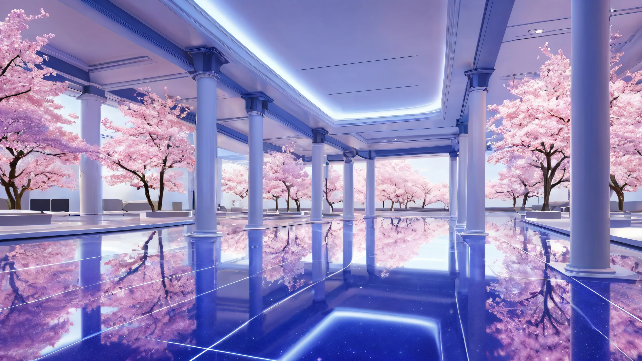 A serene and majestic fantasy desktop scene featuring a vast pure void with white accents, perfect for a Desktop/PC background.