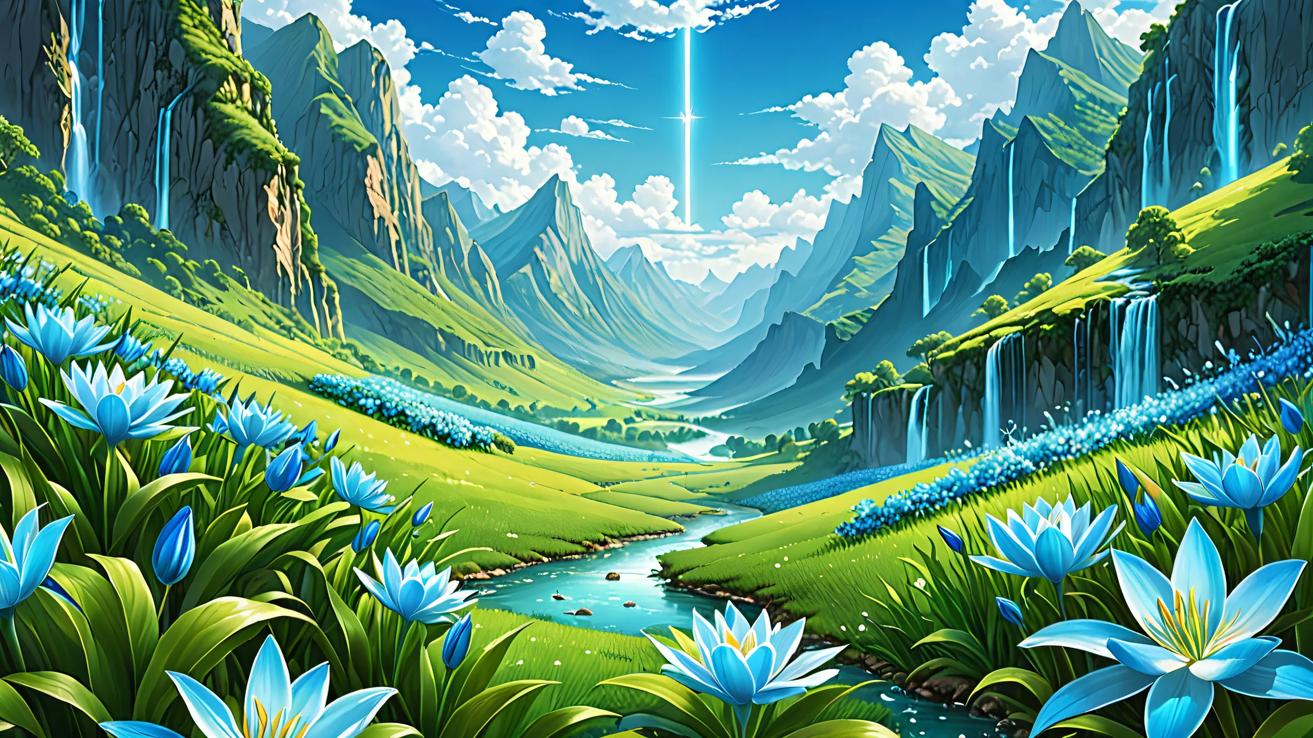 A breathtaking desktop wallpaper featuring a centered void with soft blues and muted greens, perfect for desktop/pc backgrounds.