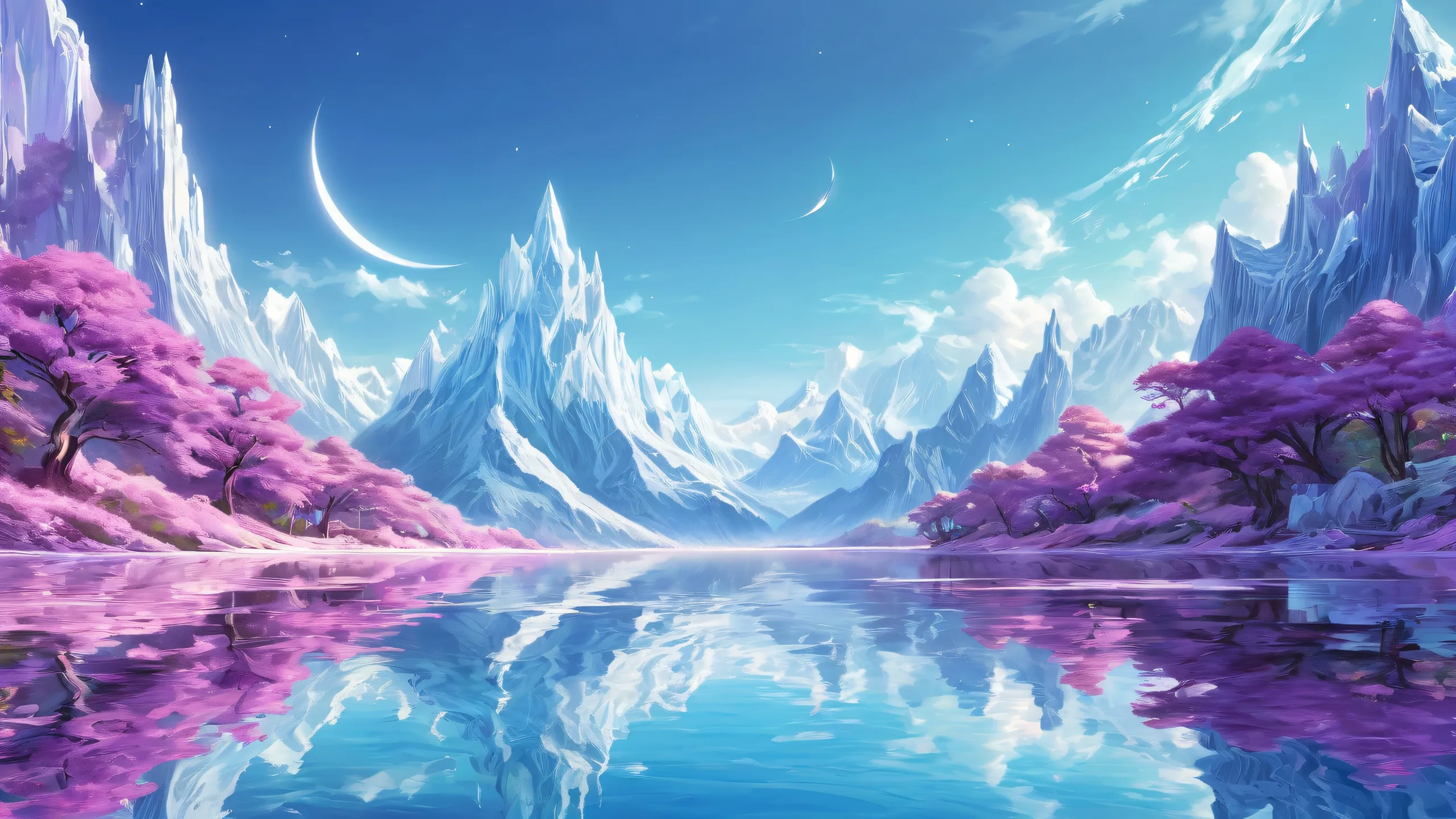 A stunning fantasy desktop scene of a pure void with a radiant blue glow on a PC or Desktop background.