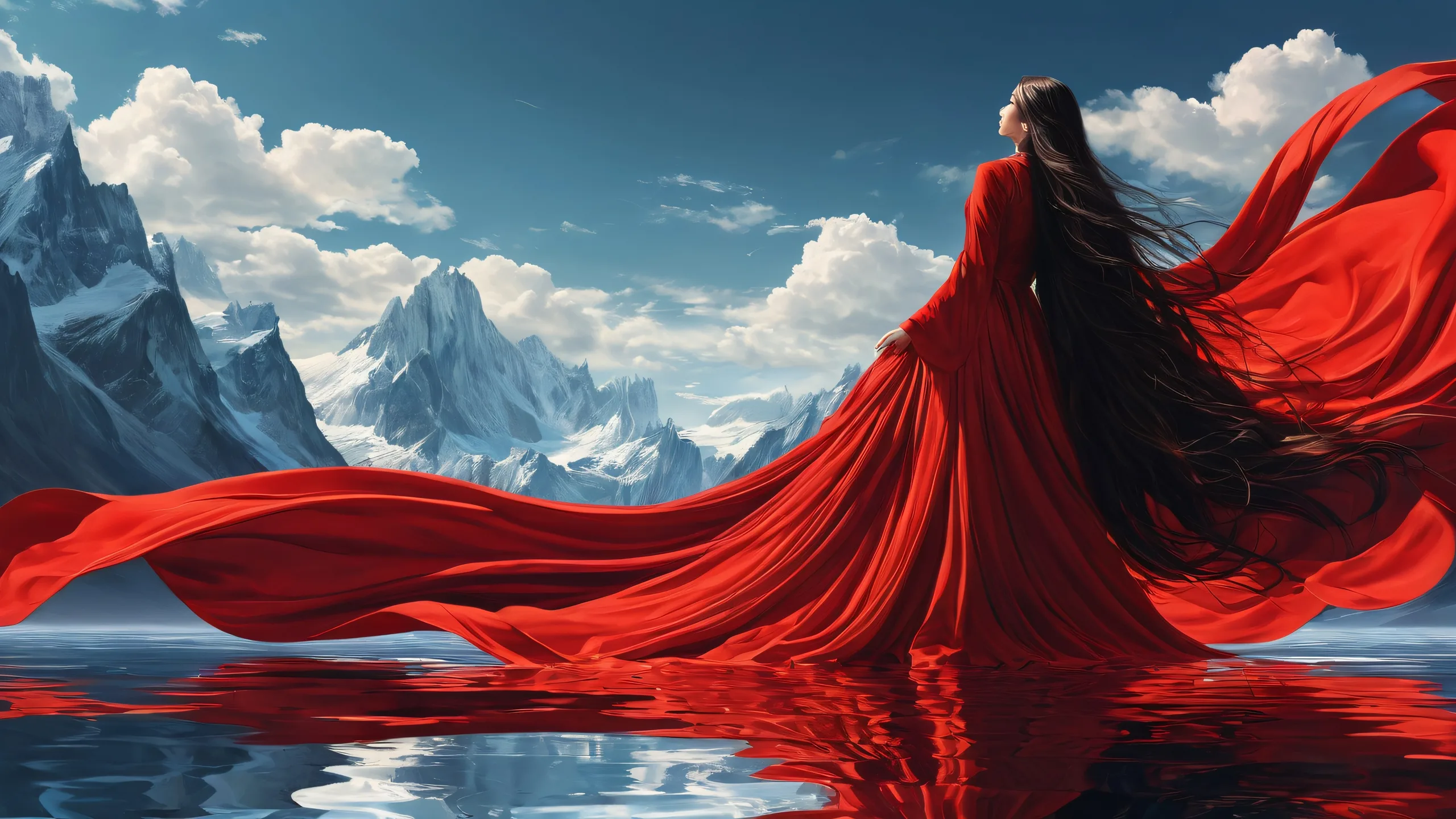 A majestic long-haired figure adorns a vast, pure void, perfect for your Desktop/PC.