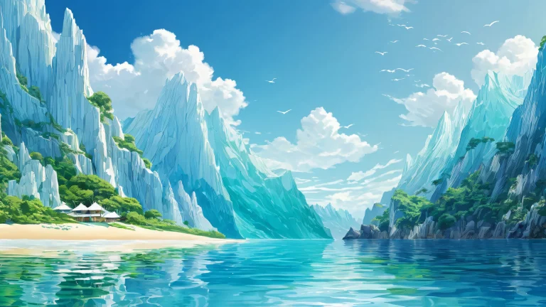 A serene and peaceful desktop scene of Waltz featuring a vast pure void with ocean breeze, suitable for use on Desktop/PC.