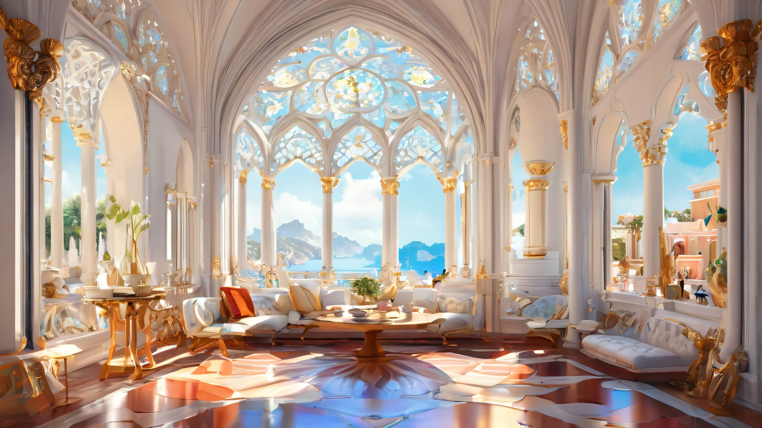 Centered figures amidst a vast pure void, perfect for desktop/pc display.