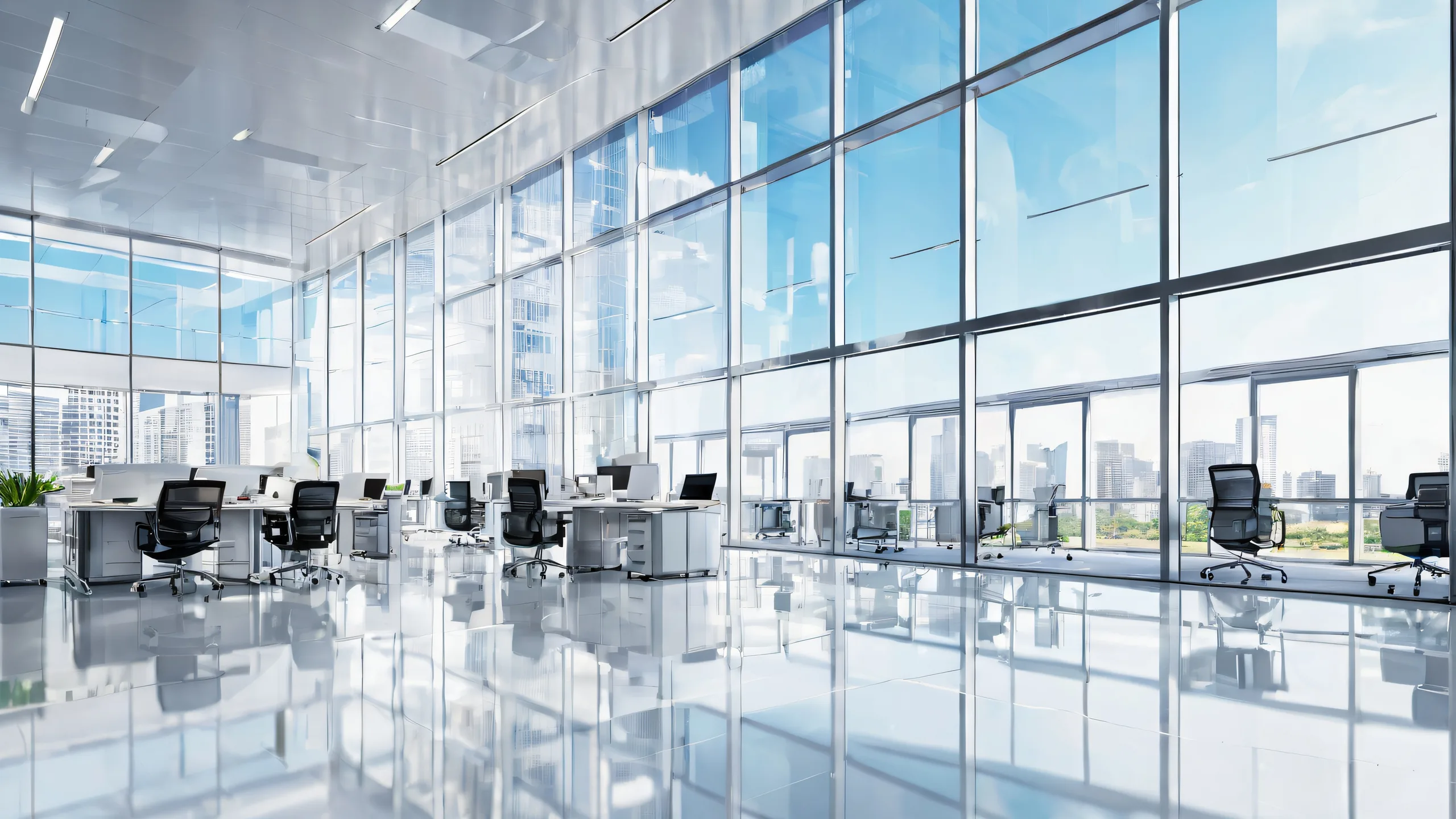 A beautifully rendered desktop image of an office building set against a vast, pure void, perfect for your PC or Desktop.