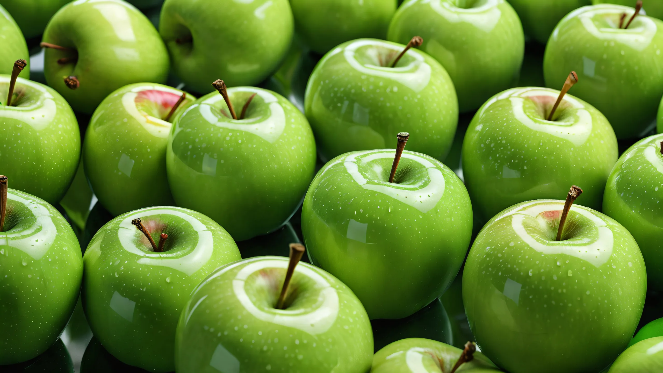 Apples in a pristine void against an ethereal desktop/pc background with stunning visuals and ray-traced reflections.