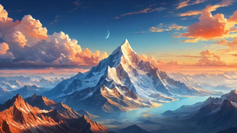A majestic mountain range set against a vast cloud-filled sky for your desktop/pc background.