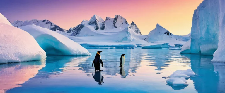 A serene penguin in a vast, pure void with radiant colors and subtle gradient transitions for your desktop/pc.