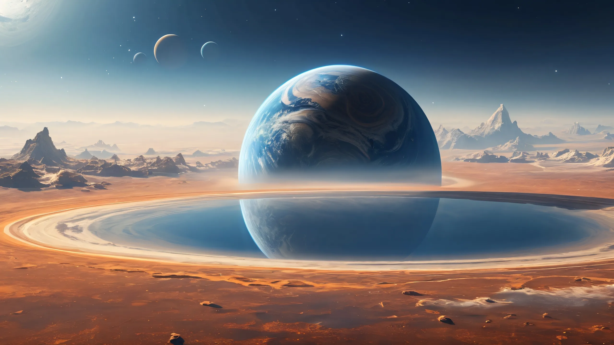 A stunning desktop wallpaper of the planet's rings and fog on a perfectly clean vast void, ideal for use on your Desktop/PC.