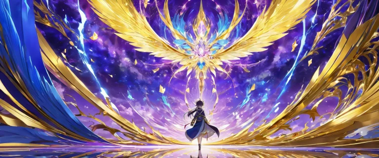 Anime character centered in a vast pure void with extreme depth of field and subtle gradient effects for Desktop/PC.