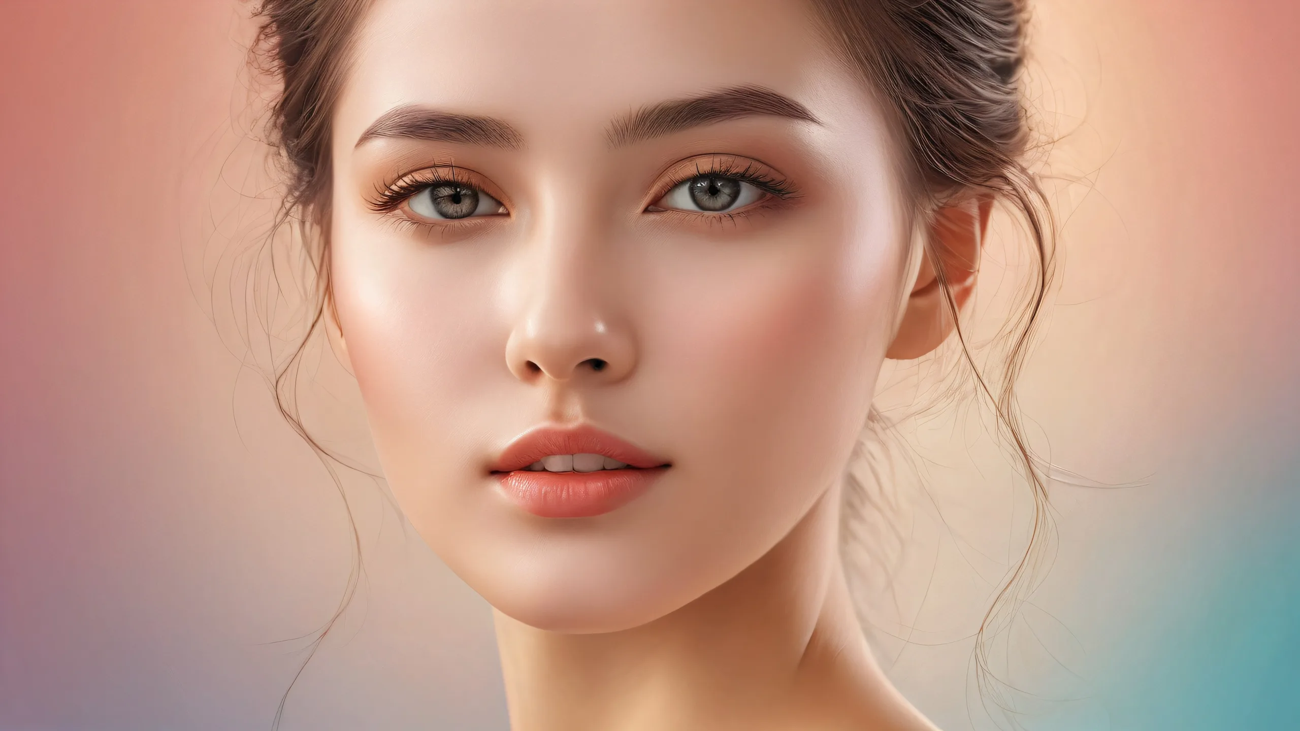 A portrait of a woman set against a breathtaking void with deep depth of field and radiant colors, perfect for your desktop or PC.