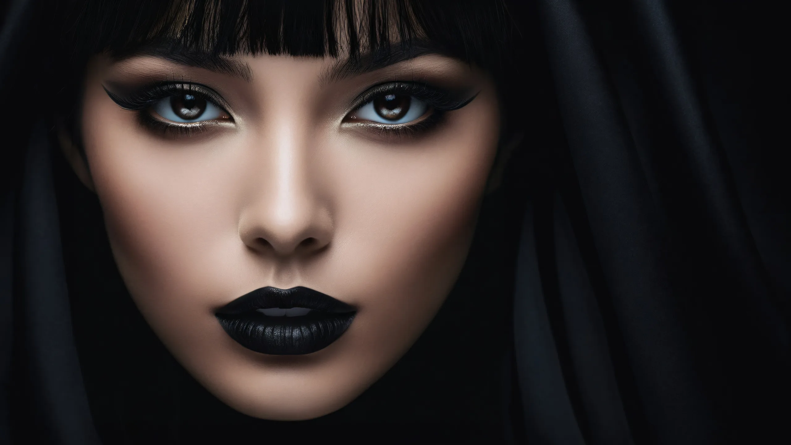 Breathtaking portrait of a woman's face against a pure void background suitable for desktop/pc use.