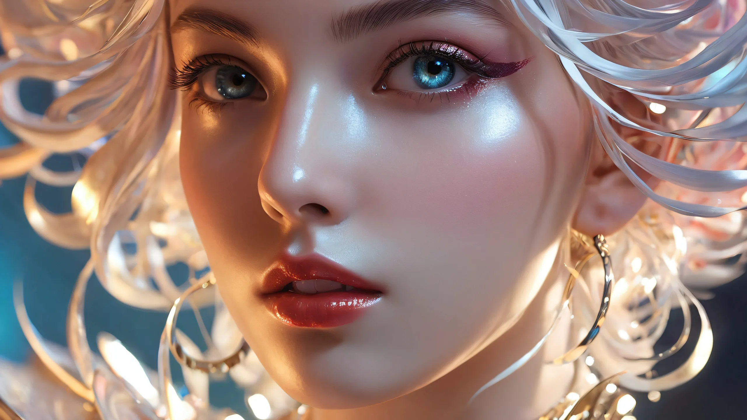 Dark and serene desktop scene of ethereal portraits set against a vast pure void, perfect for macOS wallpapers.