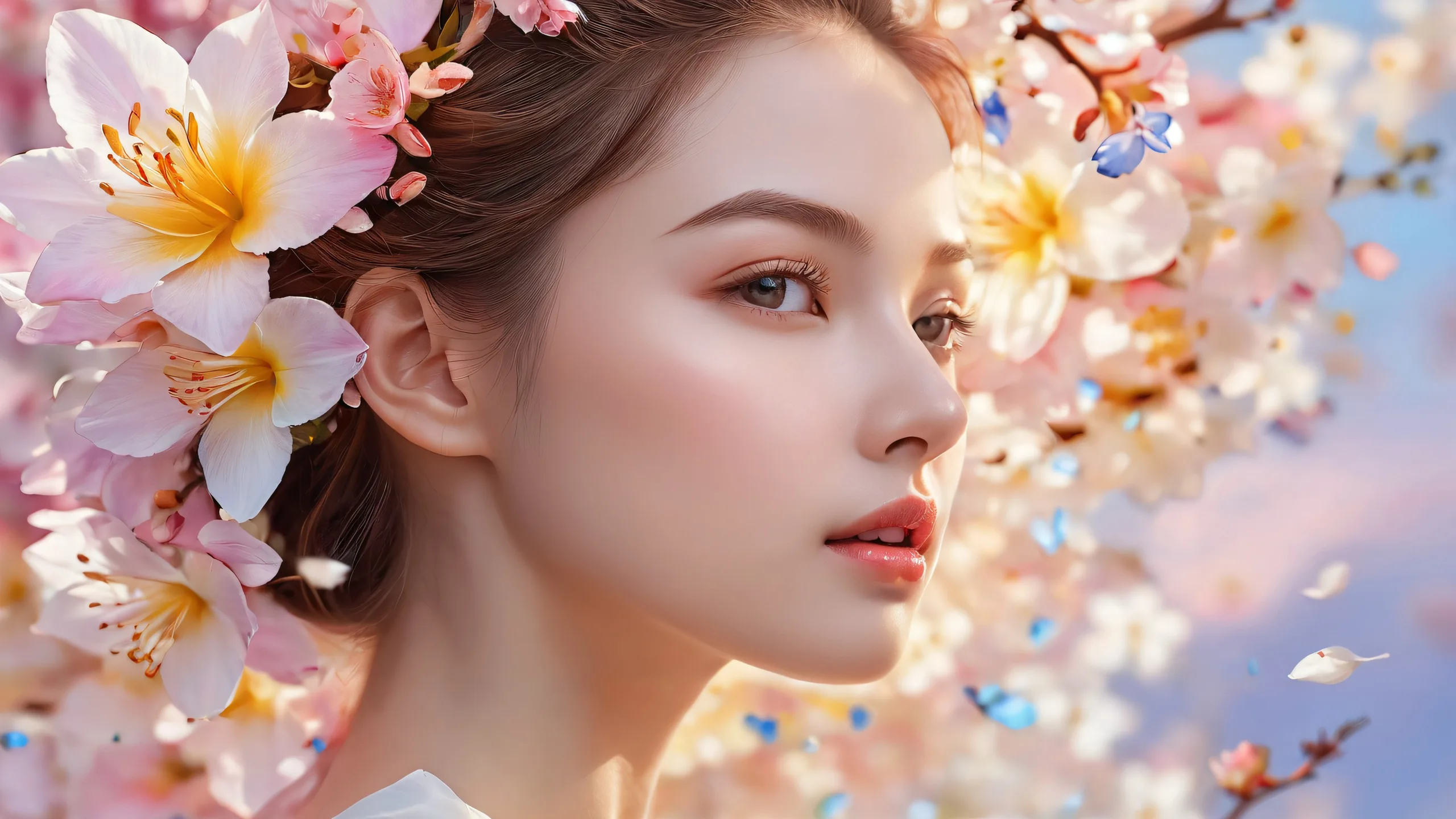 A serene desktop image featuring portraits against a vast, pure void background for Desktop/PC use.