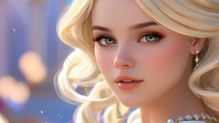 A beautiful princess surrounded by a vast, pure void on a desktop or PC.