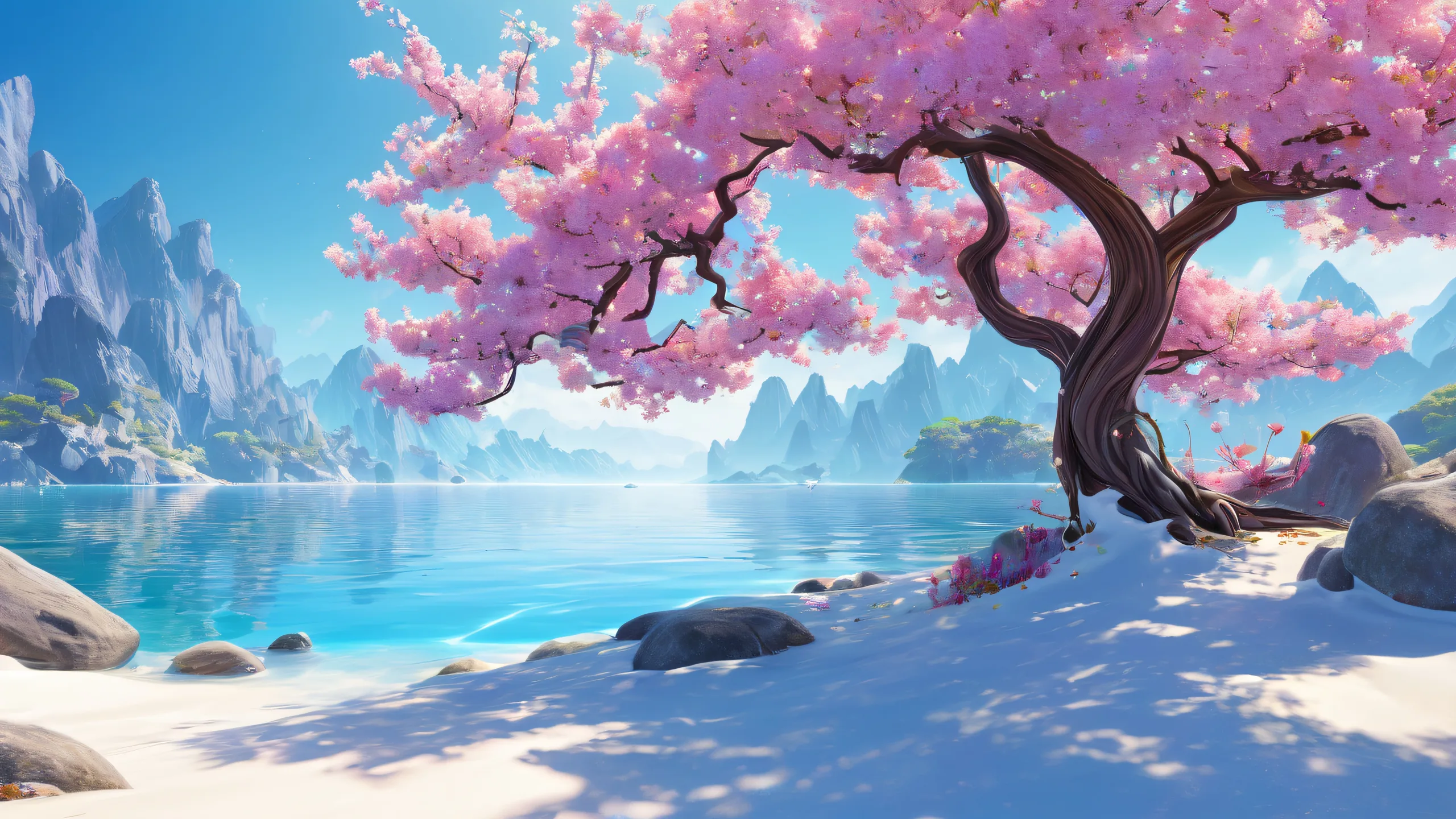 Beautiful desktop scenery of a vast, pure void with radiant colors and ray traced reflections, perfect for your PC or Desktop.