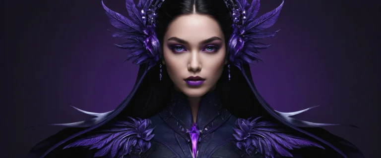 Breathtaking fantasy landscape for your desktop/pc with a purple void and sleek dark mode aesthetic.